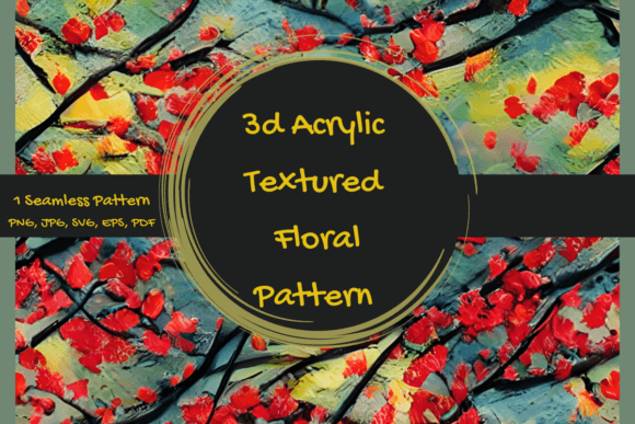 3D Acrylic Textured Floral Pattern Graphics and Illustrations