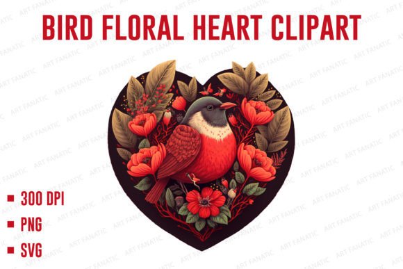 Bird Floral Heart Clipart Graphics and Illustrations Review