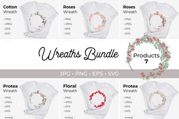 Boho Spring Floral Wreaths BUNDLE SVG Graphics and Illustrations