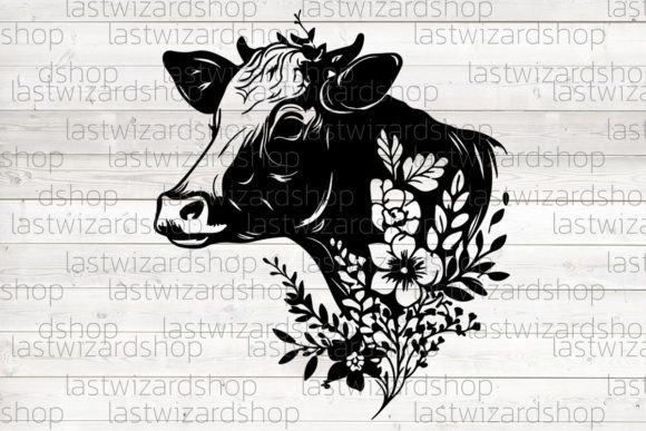 Cow with Floral Svg, Spring Flower Svg Graphics and Illustrations Review