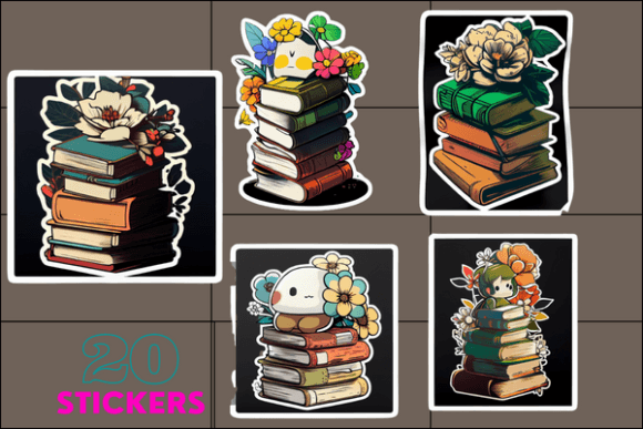 Cute Floral Book Stickers Graphics and Illustrations Review