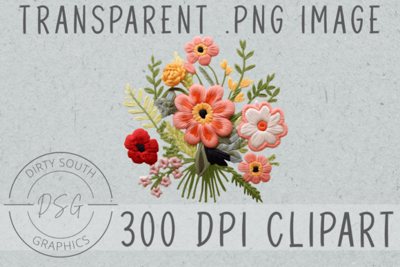 Embroidered Floral Arrangement Graphics and Illustrations Review
