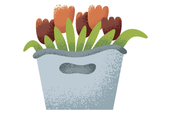 Floral Basket Textured Icon. Color Sprin