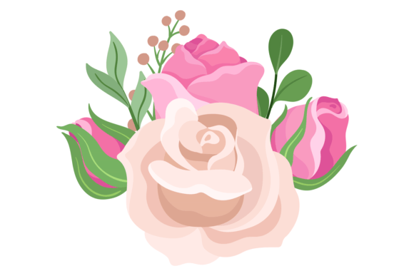 Floral Decoration Element. Pastel Roses. Graphics and Illustrations Review