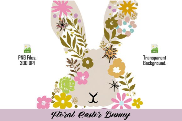 Floral Easter Bunny Silhouette Graphics and Illustrations Review