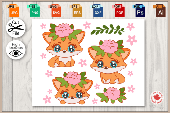 Floral Foxes Bundle: Graphics and Illustrations for Crafters