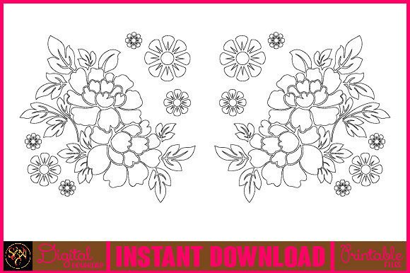 Floral Line Art Flower SVG Elements-14 Graphics and Illustrations