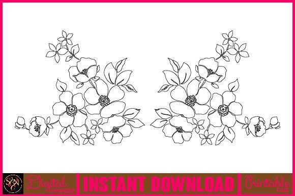 Floral Line Art Flower SVG Elements-18: Graphics and Freebies Review