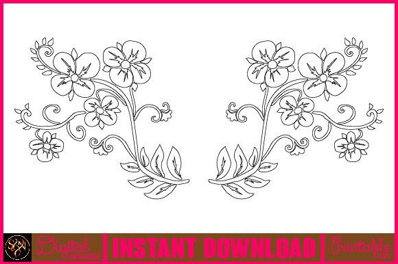Floral Line Art Flower SVG Elements-28 Graphics and Illustrations