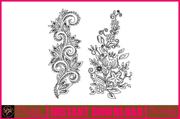 Floral Line Art Flower SVG Elements 37 Graphics and Illustrations Review