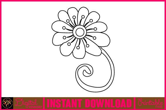 Floral Line Art Flower SVG Elements 76 Graphics and Illustrations Review