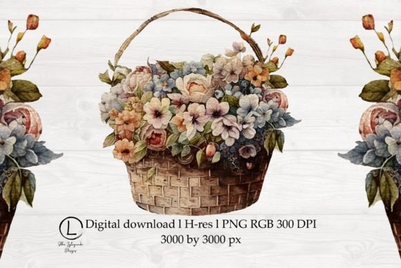 Floral Spring Watercolor Basket PNG Review