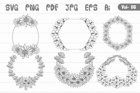 Flower Frame Bundle Floral Border Svg Graphics and Illustrations Review