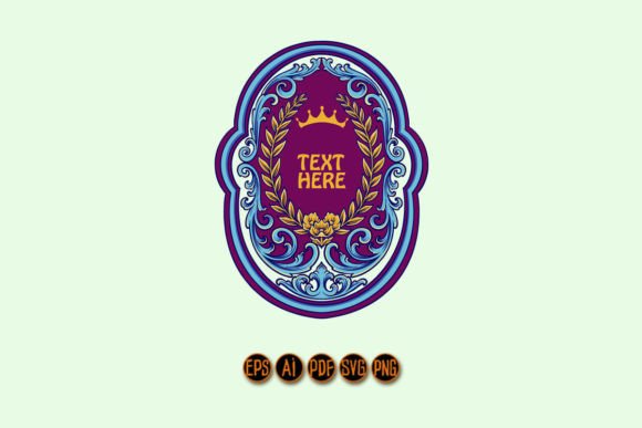 Frame Badge Crown Classic Floral Ornamen for Graphics and Illustrations