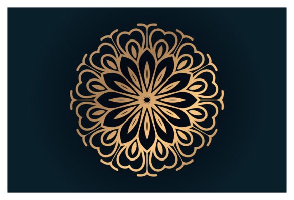 Golden Floral Circulated Luxury Round Graphics and Illustrations