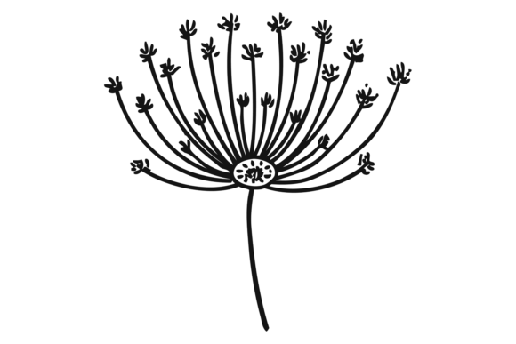 Hand Drawn Dandelion Icon. Black Floral Graphics and Illustrations