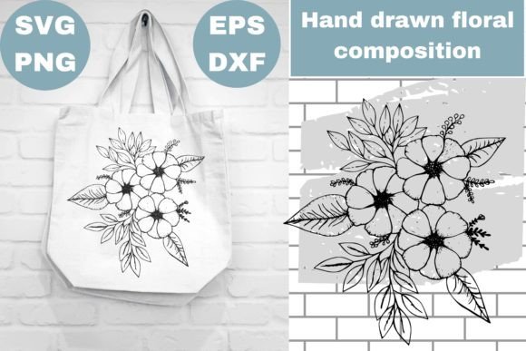 Hand Drawn Floral Composition Svg Graphics and Illustrations Review