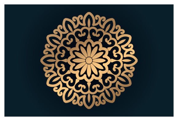 Single Floral Golden Mandala Design Back Graphics and Illustrations Review