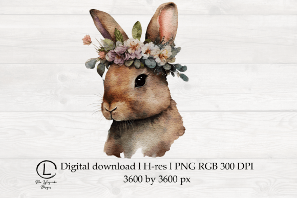 Vintage Style Rabbit with Floral Crown Graphics and Illustrations Review