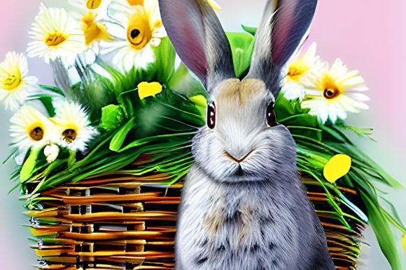 Watercolor Bunny in Floral Basket 3: A Graphics & Illustrations Review