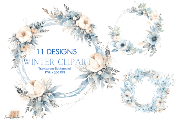 Winter Floral Frames Clipart: Premium Graphics and Illustrations for Brand Design